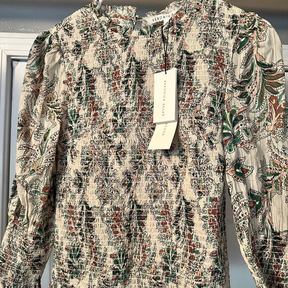 Veronica Beard Tops - NWT Veronica Beard Kali Top Stone Multi Smocked Blouse Size 2